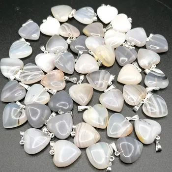 Přívěsek Achát šedý, přívěsek srdíčko velké (20mm)