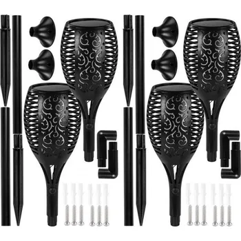 Venkovní osvětlení 4x dekorační solární světlo černé - zemní hrot + nástěnný držák, světelné čidlo