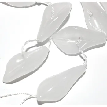 Materiál na výrobu šperku Jade bílý List 28x16x8mm - 12Ks - 12Ks