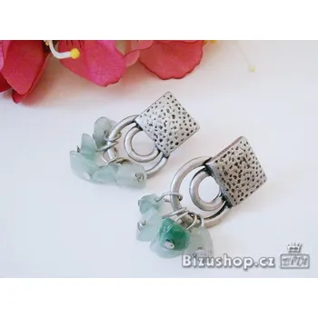 Náušnice Retro Náušnice zelené sklo kamínky