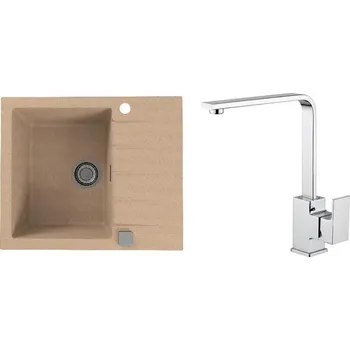 Granitový dřez Set Alveus (dřez Cadit 10 Beige 55 + baterie Reno Chrom) SETA22020