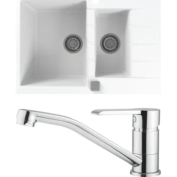 Granitový dřez Set Alveus (dřez Cadit 70 White 11 + baterie Ruta Chrom) SETA22067