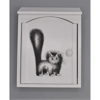 Skříňka na klíč Skříňka na klíče Kočička dlouhosrstá (Věšáček na klíče s kočkou, kočka,)