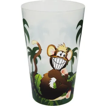 Jednorázové nádobí INJETON PLAST Vratný kelímek 0,5 l s potiskem - Zvířátka Opice