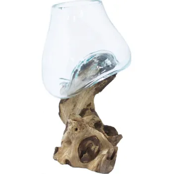 Ancient Wisdom Roztavené sklo na dřevě střední mísa