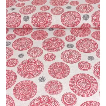Loneta dekorační látka mandala červená | RTex