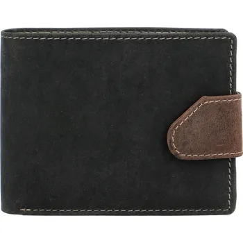 Peněženka Broušená pánská černo hnědá kožená peněženka - Tomas 76VT černá