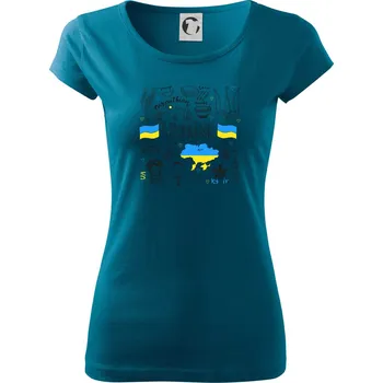 Dámské tričko Ukrajina folklor - kreslené obrázky - Dámské triko Pure - S ( Petrolejová )