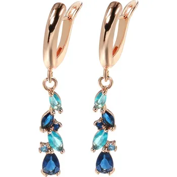 Souprava šperků B-TOP Náušnice BLUE ROMANTIC - růžové pozlacení