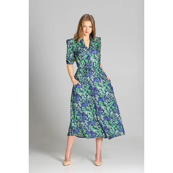 Dámské šaty Dlouhé šaty košilové s 3/4 rukávy a stahovací šňůrkou SUK205 Velikost: S, Barva (Varianta): Vzor 6