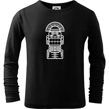Chlapecké tričko Mayové - socha se zuby - Triko dětské Long Sleeve - 146 cm/10 let ( Černá )