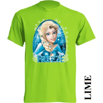 Dívčí tričko detske-levne-bavlnene-tricko-potisk-ledove-kralovstvi Barva: Lime - limetková, velikost: 128