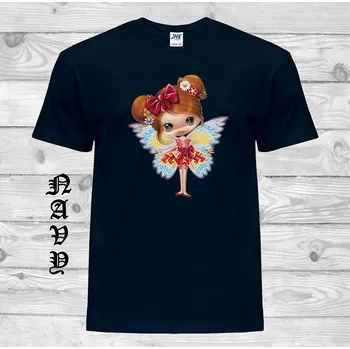 Dívčí tričko detske-levne-bavlnene-tricko-potisk-vila Barva: Navy - tmavě modrá, velikost: 152