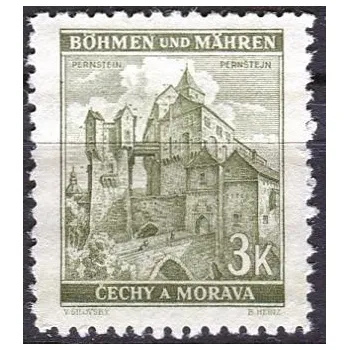 Poštovní známka Protektorát Čechy a Morava (1941) č. 61a ** - B.u.M. - Krajiny, hrady a města - Pernštejn