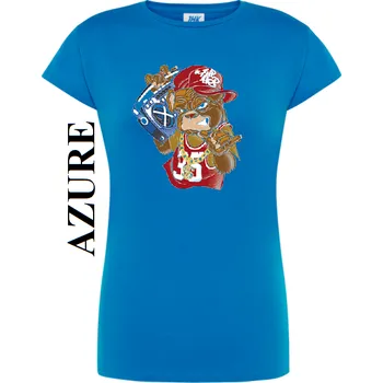 Dámské tričko levne-divci-tricko-potisk-pes-Hip-hop Barva: Azure - azurově modrá, velikost: eu 34/36 viz tabulka pod výrobkem