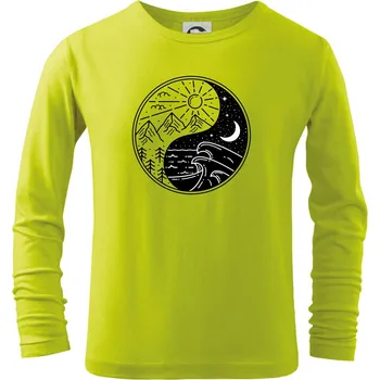Chlapecké oblečení Yin & Yang hory a moře - Triko dětské Long Sleeve - 104-110cm / 3-4 roky ( Limetková )