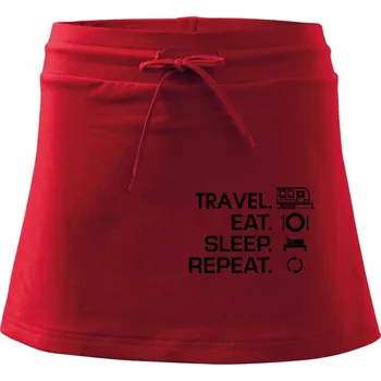 Dámská sukně Eat sleep travel - Velký přívěs - Sportovní sukně - two in one - M ( Červená )