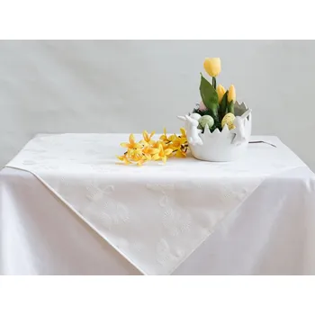 ubrus HEDVA ČESKÝ BROKÁT UBRUS ODASKA 65x65 velikonoční HOLUBIČKA bílá