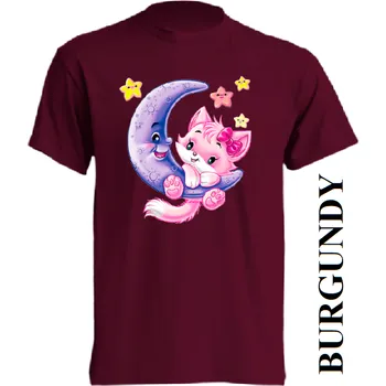 detske-levne-bavlnene-tricko-potisk-mesic-kocicka Barva: Burgundy - bordó, velikost: 116