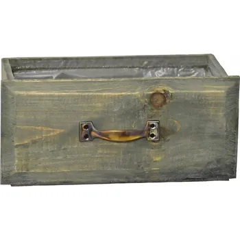 Zahradní dekorace Dřevěný květináč zásuvka 13,2x29x14 cm, zelený (133338 015 CAD-104-01762-21 obal zelený)