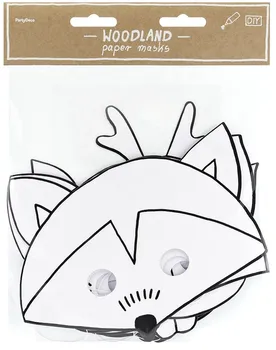 Karnevalová maska PartyDeco Masky k vymalování 6 ks zvířátka