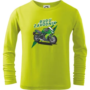 Dětská móda Budu závodník zelená silnice - Triko dětské Long Sleeve - 134 cm/8 let ( Limetková )
