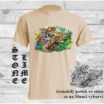 Pánská móda panske-bavlnene_tricko_uv_potisk_jaguari Barva: Lime stone - krémová, velikost: S