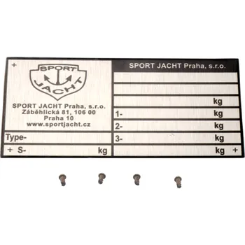 Přívěs SPORT JACHT Výrobní originální štítek na přívěsy 