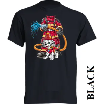 detske-levne-bavlnene-tricko-potisk-pozarnik Barva: Black -černá, velikost: 140