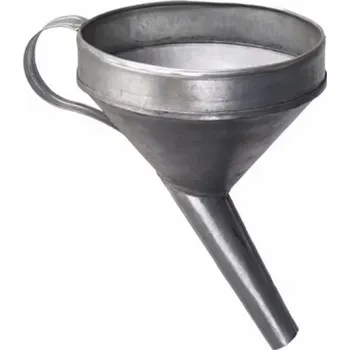 Kanystr Kovový trychtýř na palivo s úkosem 280 mm (KP-1057202015) (Kovová nálevka s úkosovou hubicí 280 mm. Trychtýř se sítkem na naftu, benzín na nalévání paliva a jiných provozních náplní do vozidla.)