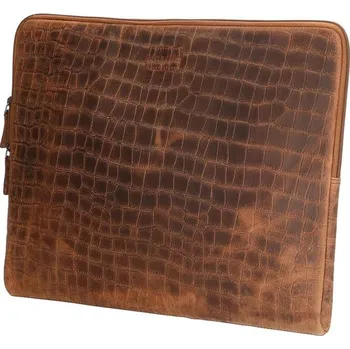 Pánská aktovka Old West Kožené pouzdro na notebook, jednoduchá spisovka 17373 hnědá 15,6"