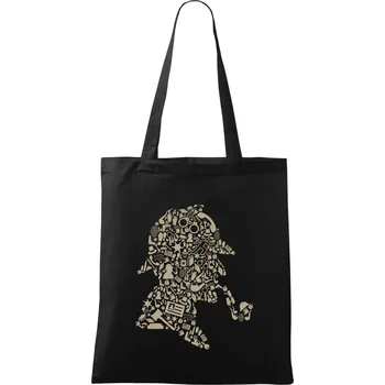 Sherlock Holmes ikony - Taška bavlněná - 42 x 38 cm ( Černá )