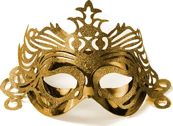 Karnevalová maska PartyDeco Škraboška s glitrem zlatá