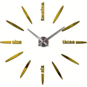 Hodiny Nástěnné 3D hodiny - motiv jehla Varianta: Zlatá, Velikost: 94 cm