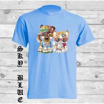 detske-levne-bavlnene-tricko-potisk-pejsek-kocka-street-style Barva: Sky blue - nebesky modrá, velikost: 98