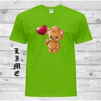 detske-levne-bavlnene-tricko-potisk-medvidek-balonek Barva: Lime - limetková, velikost: 116