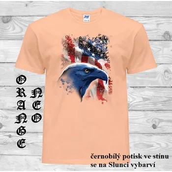 panske-bavlnene-tricko-uv-potisk-orel-USA Barva: Orange neo - matně oranžová, velikost: XL