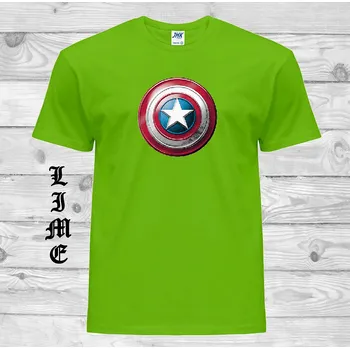 Chlapecké tričko detske-levne-bavlnene-tricko-potisk-stit-kapitan-Amerika Barva: Lime - limetková, velikost: 104