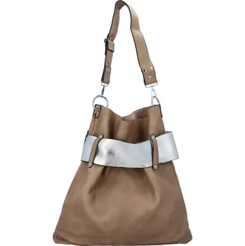 Extravagantní dámská kabelka Norbert, zemitá-stříbrná