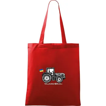 Nákupní taška The ghost of Ukraine - traktor - Taška bavlněná - 42 x 38 cm ( Červená )