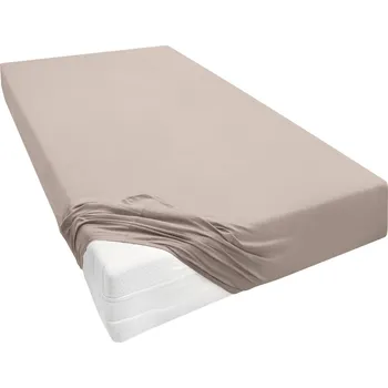 Prostěradlo Biberna Žerzejové napínací prostěradlo (světle hnědá, 180–200 x 200–220 cm)