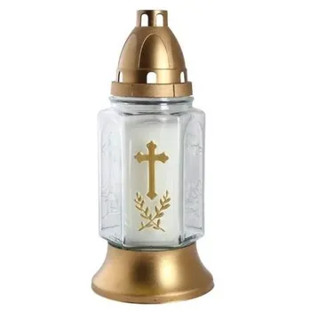 Smuteční dekorace Nohel Garden Kříž ratolest hřbitovní lampa 25 cm