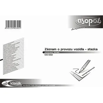 Tiskopis Asopol 100650 záznam o provozu firemního vozidla A5 100 listů