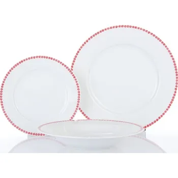 Talíř Thun 1794 Talířová souprava, Odense, červená, karlovarský porcelán, Thun, 18 d.