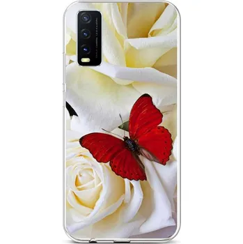 Pouzdro na mobilní telefon Kryt Vivo Y20s silikon Červený motýl (obal neboli pouzdro na Vivo Y20s)