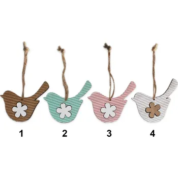 Velikonoční dekorace Ptáček závěs dřevo 2ks/6,5cm mix (539707)