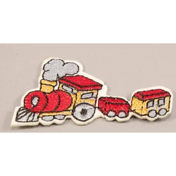 Nášivka Nažehlovací záplata - vláček s vagónkem - rozměr 6 cm x 3,4 cm - zelená, červená, modrá červená_CEZ2494
