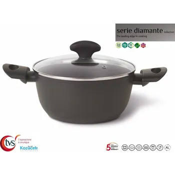 Hrnec TVS Hrnec nepřilnavý ¤20cm 2,8L s poklicí DIAMANTE PRO indukce