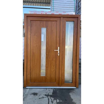 Vchodové dveře SOFT vchodové plastové dveře AURORA,zlatý dub/bílá, 150x200 cm (dvoukřídlé plastové dveře 150x200 cm)