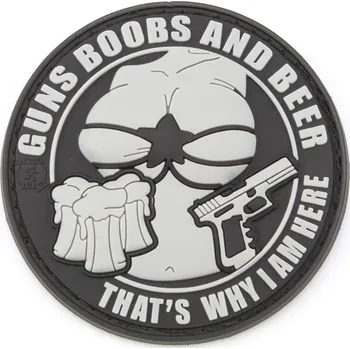Nášivka JTG PVC 3D nášivka "Guns Boobs and Beer" - černá/šedá